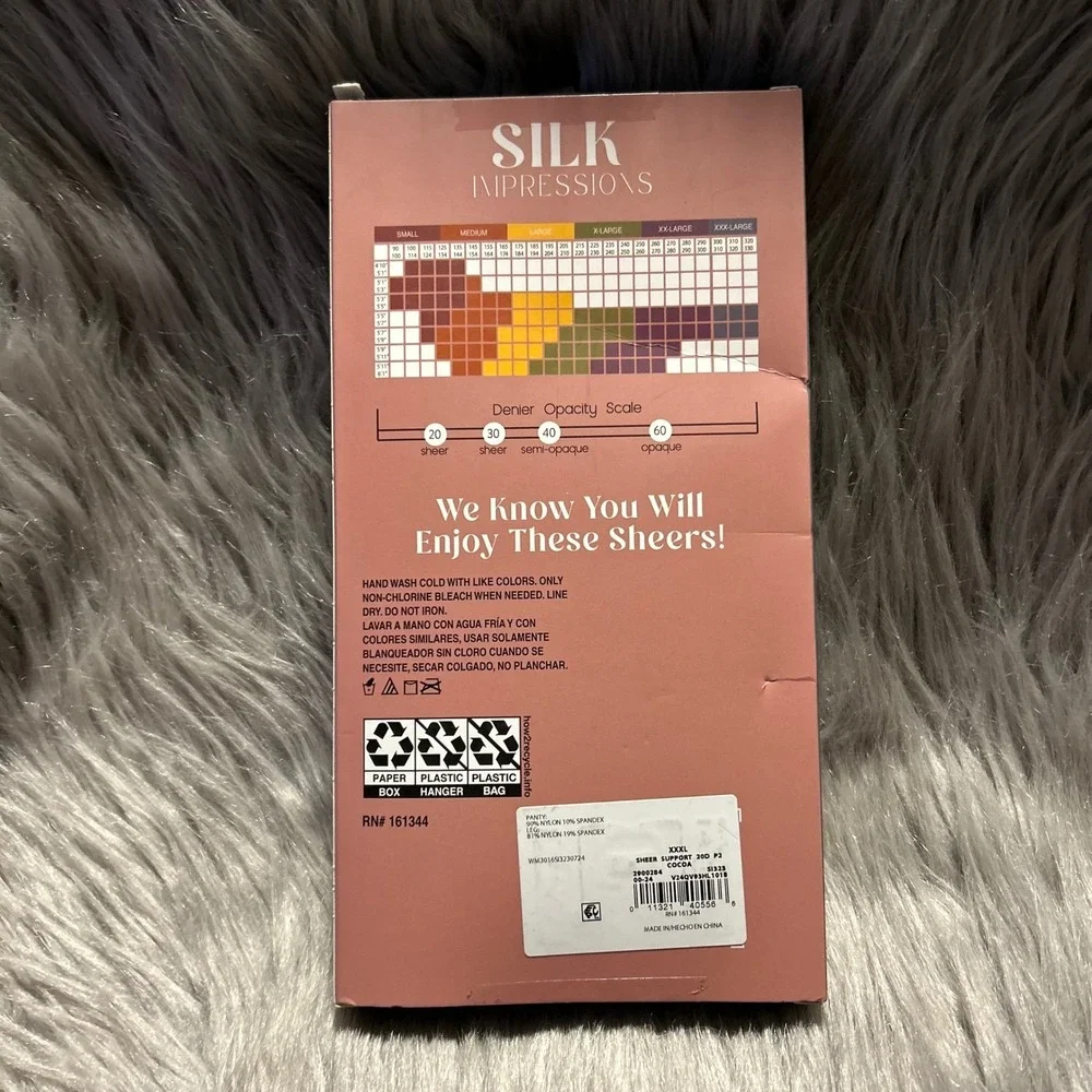 Silk Impressions Light Support Sheer Tights Women's Size XXXL Cocoa High Waisted